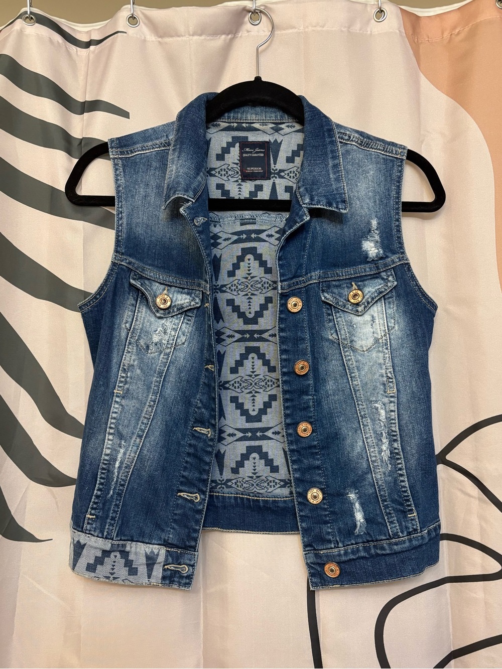 Mavi Denim Aztec Sleeveless Jean Vest